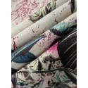 Women High Elastic Waist Floral Print Belted Side Pocket Vintage Pants