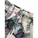 Women High Elastic Waist Floral Print Belted Side Pocket Vintage Pants