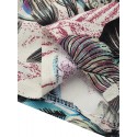 Women High Elastic Waist Floral Print Belted Side Pocket Vintage Pants