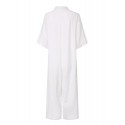 Women Solid Color V-neck Short Sleeve Cotton Jumpsuit Overalls For Women