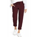 Women Casual Solid Color Elastic Waist Side Pockets Trouser Pants