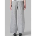 Women Solid Elastic Waist Wide Leg Pants