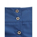 Women Solid Color Bottom Front Loose Casual Long Skirt With Pocket