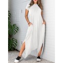 Elasticated Halon Solid Jumpsuit With Pockets For Women