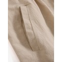 Women 100% Cotton Side Pockets Solid Color Elastic Waist Ankle Length Casual Pants