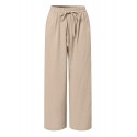 Women 100% Cotton Side Pockets Solid Color Elastic Waist Ankle Length Casual Pants