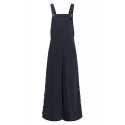 Women Cotton Solid Color Sleeveless Vintage Casual Wide-Leg Jumpsuit with Side Pockets