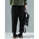 Corduroy Elastic Waist Solid Color Harem Pants