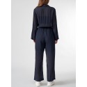 Solid Wrap Button Lapel Pocket Long Sleeve Jumpsuit