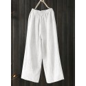 Women High Elastic Waist Loose Wide Leg Pants with Pockets
