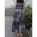 Round Print Patchwork Sleeveless Wide Leg Casual Cotton Jumpsuit