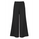 Women Solid Color Side Button Elastic Waist Loose Casual Wide Leg Pants With Poc
