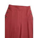 Women Solid Color Side Button Elastic Waist Loose Casual Wide Leg Pants With Poc