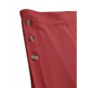 Women Solid Color Side Button Elastic Waist Loose Casual Wide Leg Pants With Poc