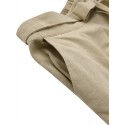 Women Cotton Solid Color Lace-up Design Elastic Back Waist Casual Pants