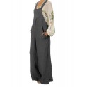 Casual Women Loose High Waist Pure Color Pockets Jumpsuit