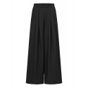 Women Pure Color High Elastic Waist Simple Wide Leg Pants With Pocket