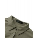 Women Long Sleeve V-neck Button Pocket Dress