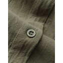 Women Long Sleeve V-neck Button Pocket Dress