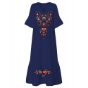 Bohemian Floral Print V-neck Flare Half Sleeve Beach Maxi Dress
