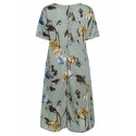 Retro Floral Print Two Pockets Loose Casual Dress For Women