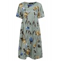Retro Floral Print Two Pockets Loose Casual Dress For Women