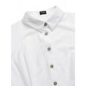 Women Basic Button Down Front Lapel Solid Color Long Sleeve Shirt Dress