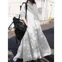 Women Solid Color Turn-down Collar Long Sleeve Button Casual Shirt Dresses