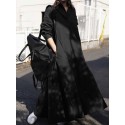 Women Solid Color Turn-down Collar Long Sleeve Button Casual Shirt Dresses