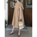 100% Cotton Loose Ruffles Solid Dress