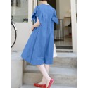 100% Cotton Loose Ruffles Solid Dress