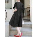 100% Cotton Loose Ruffles Solid Dress