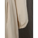 Women Solid Color V-neck Long Sleeve Causal Maxi Dress