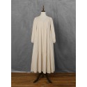 Women Solid Color V-neck Long Sleeve Causal Maxi Dress