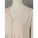 Women Solid Color V-neck Long Sleeve Causal Maxi Dress