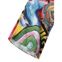Women Retro Graffiti Print Round Neck Pleated Casual Maxi Dresses