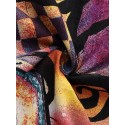 Women Retro Graffiti Print Round Neck Pleated Casual Maxi Dresses