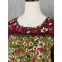 Women Casual Loose Cotton Floral Print Short Sleeve Dress
