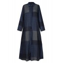 Women Casual Plaid Lapel Long Sleeve Button Vintage Shirt Maxi Dresses With Pocket