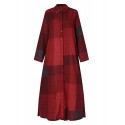 Women Casual Plaid Lapel Long Sleeve Button Vintage Shirt Maxi Dresses With Pocket