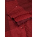 Women Casual Plaid Lapel Long Sleeve Button Vintage Shirt Maxi Dresses With Pocket