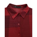 Women Casual Plaid Lapel Long Sleeve Button Vintage Shirt Maxi Dresses With Pocket