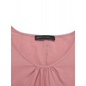Solid Pocket Ruched Round Neck Short Sleeve Midi Dress