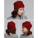 Womens Slouchy Hand-Woven Knit Beanie Hat Winter Hollow Out Earmuffs Skull Cap
