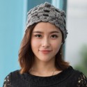 Womens Slouchy Hand-Woven Knit Beanie Hat Winter Hollow Out Earmuffs Skull Cap