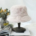 Women Thick Warm Winter Bucket Hat Solid Color Girls Flat Top Velvet Fedoras Ladies Plush Bob