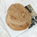 Women Thick Warm Winter Bucket Hat Solid Color Girls Flat Top Velvet Fedoras Ladies Plush Bob
