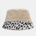 Women Patchwork Leopard Pattern Print Sun Hat Cotton Fashion All-match Sunscreen Bucket Hat