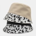 Women Patchwork Leopard Pattern Print Sun Hat Cotton Fashion All-match Sunscreen Bucket Hat