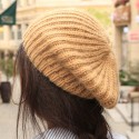 Women Rabbit Hair Blend Knitted Hat Solid Color Thicken Warmth Beret Cap